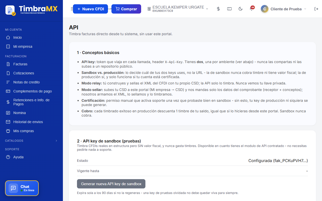 Conceptos básicos de la API pública de facturación electrónica de TimbraMX