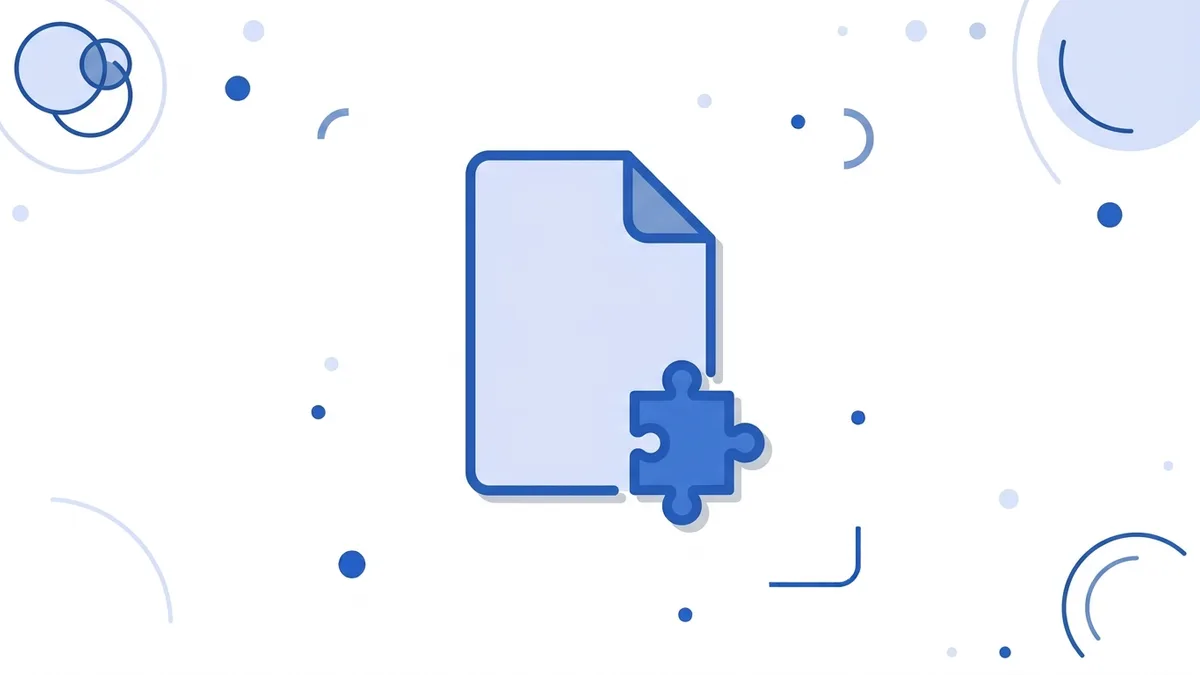 Ilustración de una addenda: dos documentos XML conectándose como piezas de rompecabezas