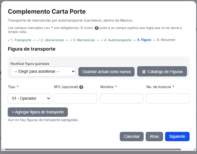 Datos del operador en TimbraMX
