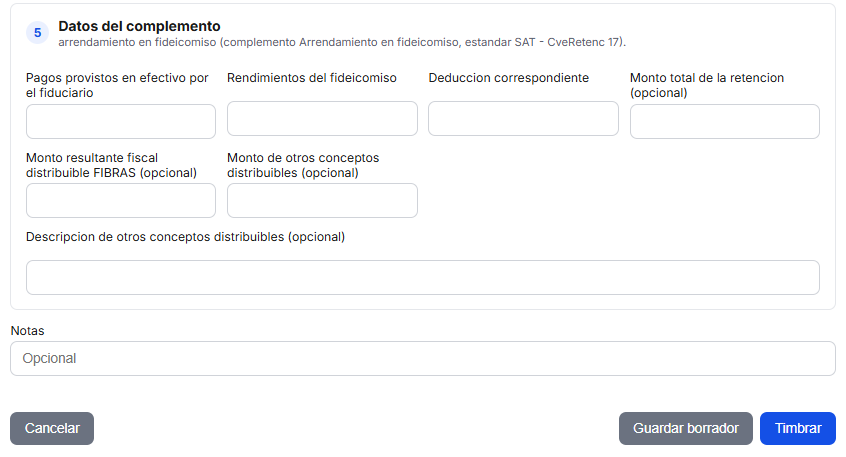 Formulario de Arrendamiento en Fideicomiso en TimbraMX